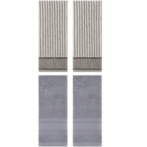 REGALWOVEN 4 Pcs Striped Design Soft Absorbent Cotton Hand Towels 13 x 29 Inch - 1 of 4