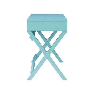 Peggy Blue Wood Writing Desk with Drawers