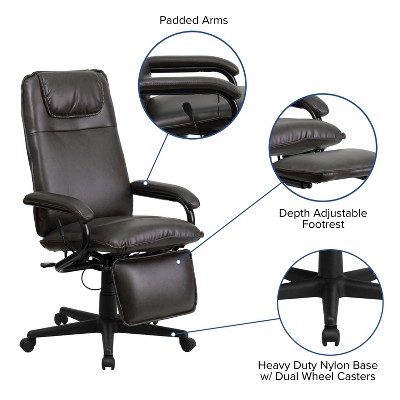 Ergonomic High Back Brown LeatherSoft Swivel Executive Chair with Arms