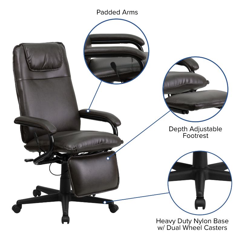 Flash Furniture High Back LeatherSoft Executive Reclining Ergonomic Swivel Office Chair with Arms, 3 of 11