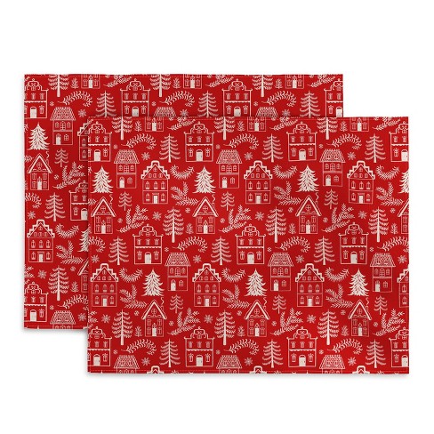 Pimlada Phuapradit Christmas village Red Placemats - Deny Designs - image 1 of 3