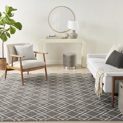 Charcoal Geometric Power-Loomed Synthetic Rug 8' x 10'