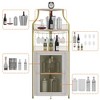 Whizmax Corner Wine Bar Cabinet with Detachable Wine Rack, Bar Cabinet with Glass Holder, Small Sideboard and Buffet Cabinet with Mesh Door - image 4 of 4