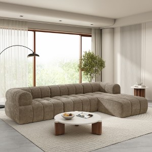 122" Modern L-Shaped Sectional Sofa with High-Density Foam, Chaise Lounge, Fully Assembled Right-Hand Facing, No Assembly Needed - 1 of 4