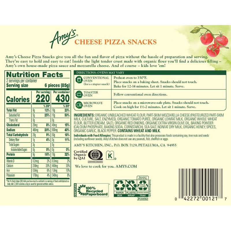 Amy&#39;s Frozen Frozen Cheese Pizza Snacks - 6oz, 4 of 6
