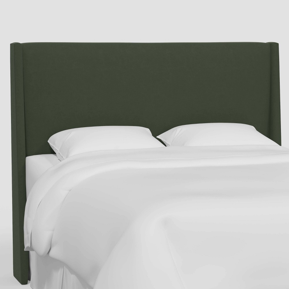 Photos - Bed Frame Encino King Size Upholstered Wingback Headboard in Classic Velvet Loden - Threshold™ designed with Studio McGee