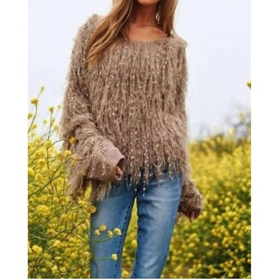 Women's Fuzzy Embellished Sweater - DAVI & DANI