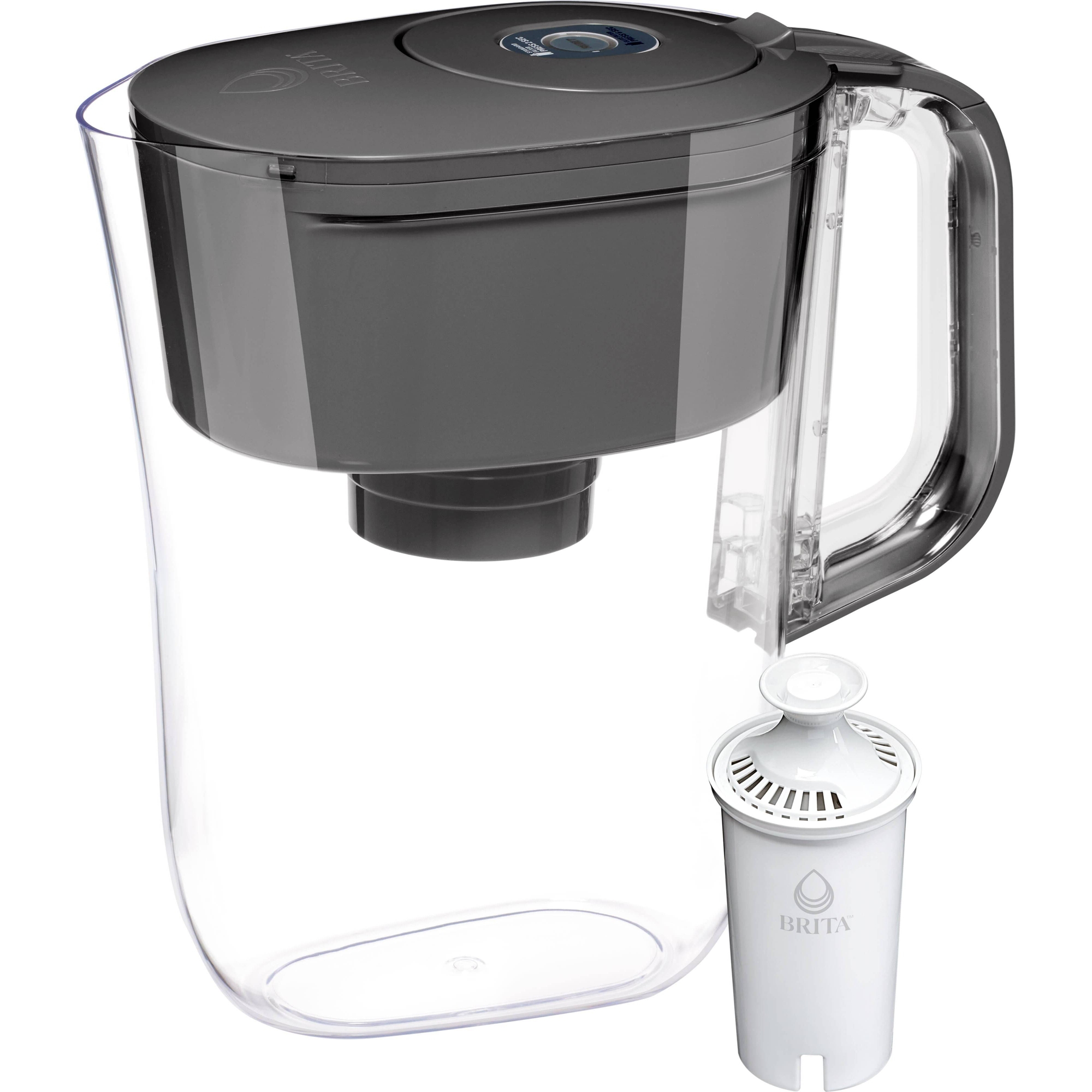 Brita Water Filter 6-Cup Denali Water Pitcher Dispenser with Standard Water Filter Slate Gray