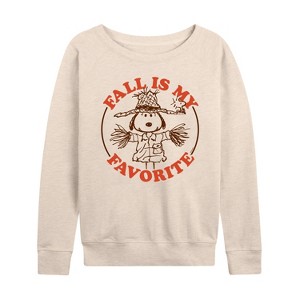 Women's - Peanuts - Fall Is My Favorite Lightweight French Terry Wide Neck Long Sleeve Shirt - 1 of 4