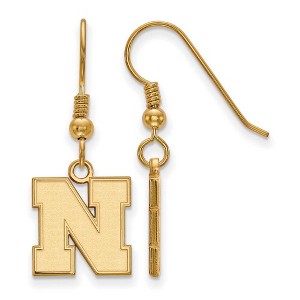 Black Bow Jewelry 14k Yellow Gold Plated Sterling Silver Nebraska Cornhuskers NCAA Dangle Earrings - 1 of 3