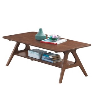 Dexmalle Mid-Century Modern Rectangular Wood Coffee Table with Shelf - 1 of 4
