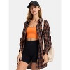 EXLURA Womens Plaid Flannel Shacket Long Sleeve Button Down Shirts Long Jackets Oversized Fall Fashion Outfits - 4 of 4