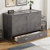 NicBex Queen Size Murphy Bed 80" L Modern Wooden Bed Frame with Large Storage Drawer and Ports for Bedroom, Guest Room, No Box Spring Required - 2 of 4