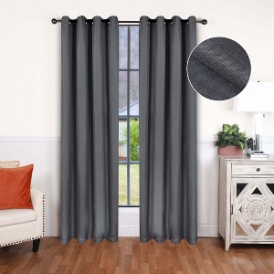 Classic Linen Design Room Darkening Semi-Blackout Curtains, Set of 2 by Blue Nile Mills - 1 of 4