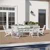 Merrick Lane 7 PC Adirondack Table and Chairs with Fold Out Cupholders in Recycled HDPE - 2 of 4