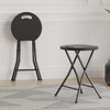 VECELO 18 in. Portable Folding Chair with Handle, Heavy Duty Round Fold Stool Chair, Foldable Stool for Indoor or Outdoor, Black/White - 3 of 4