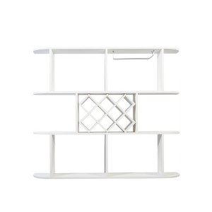 CLIHOME Wall Mounted 3 Tier Rustic Bottle Wine Rack, Multifunctional Wooden Wine Rack, Storage Rack with Wine Glass Holder, White - 1 of 4