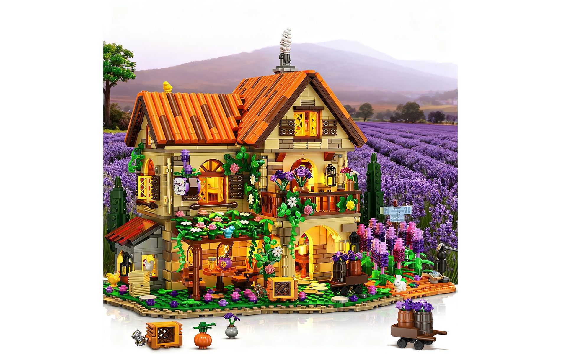 1908pcs Lavender Flower Building Sets for Kids and Adults Aged 12+