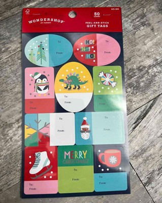 50ct Peel & Stick Christmas Gift Tag Red/black/white - Wondershop™ : Target