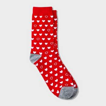Women's Mixed Hearts Valentine's Day Crew Socks - Red 4-10