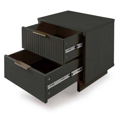 Granville Dark Grey Ribbed 2pc Dresser and Nightstand Set