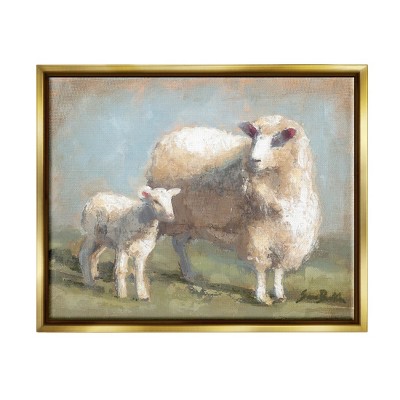 Stupell Industries Sheep Lamb Family Farm Framed Floater Canvas Wall Art