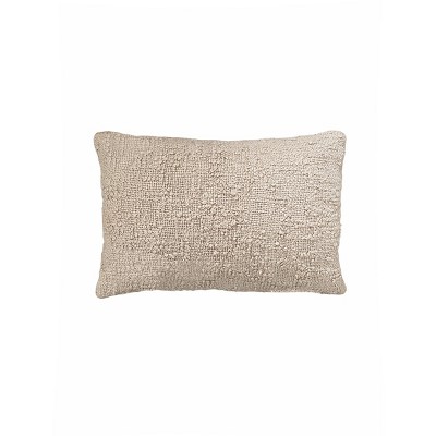 Cozy Cotton Beige Boucle Lumbar Pillow 14x20