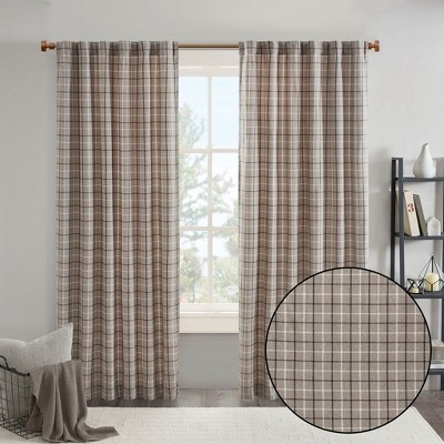 Kumasinova 84"/95"/108" Plaid Rod Pocket Bedroom Curtains,Back Tab Window Curtains with Wool Lining,Insulated kitchen Curtains for Living Room,Bedroom