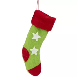 Tii Collections 9.5" Green and Red Stars Felt Christmas Stocking Ornament