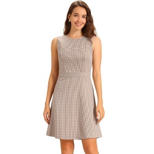 INSPIRE CHIC Women's Plaid Sleeveless Fit A-Line Houndstooth Work Mini Dress - 1 of 4