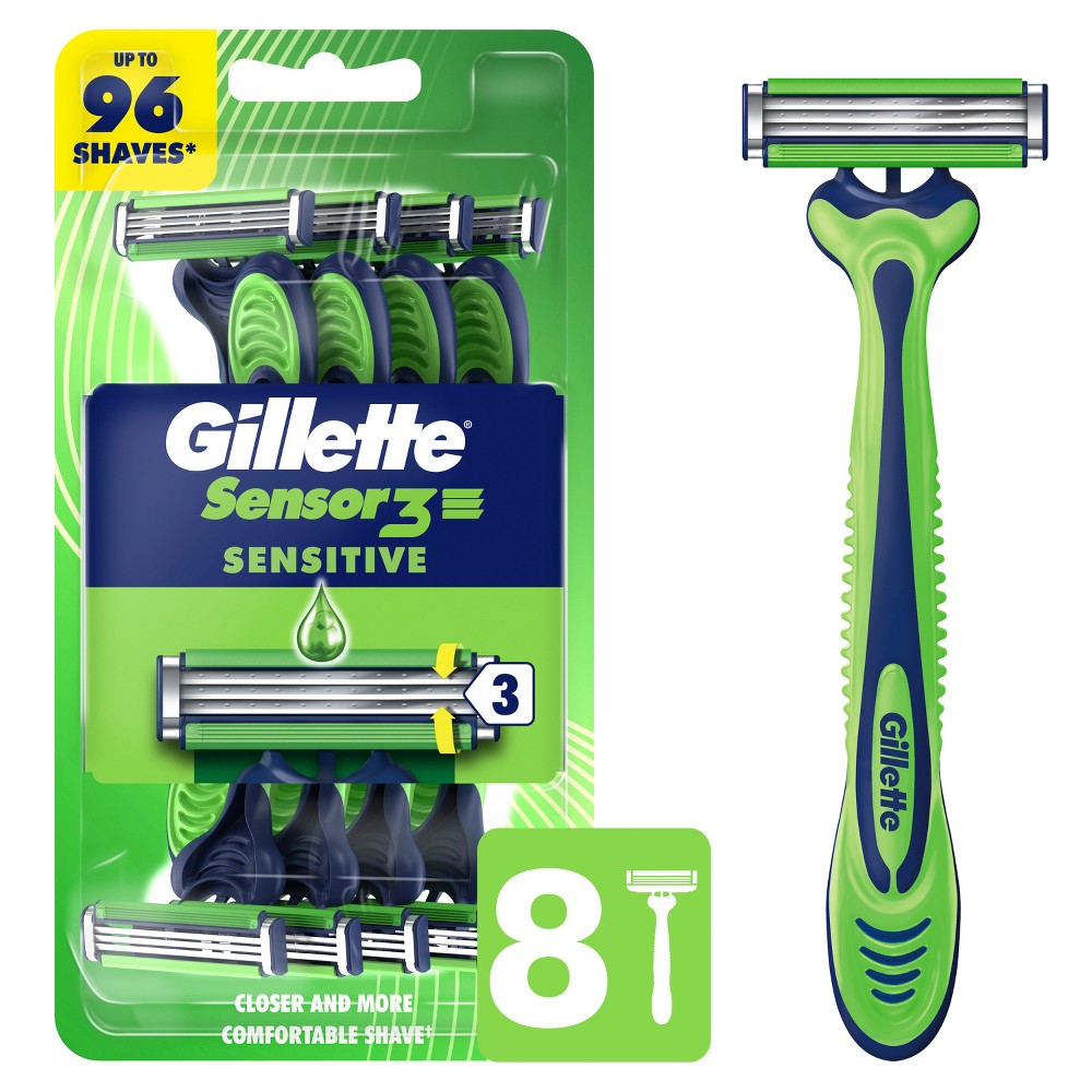 Gillette Sensor3 Sensitive Men's Disposable Razors - 8ct