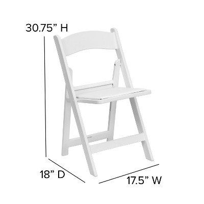 White Resin Folding Chair Set with Vinyl Padded Seat