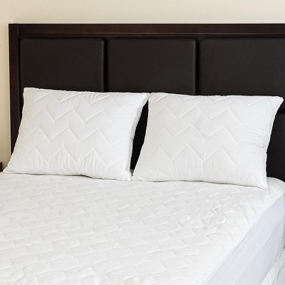 Quilted Cotton-Blend Standard/Queen Pillow Protector, Hypoallergenic, Set of 8 - White