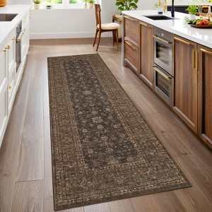 Nasitip Luxury Bohemian Area Rugs with Exotic Floral Stripes, Soft Low Pile Non Slip Living Room Carpet, Machine Washable - 1 of 4