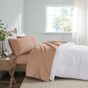4 Pcs 600 Thread Count Cotton Blend Sheet Set, Deep Pocket Premium Touch Bedding Set, Hotel Collection Style Solid Cozy Bed Set for All Season - 1 of 4