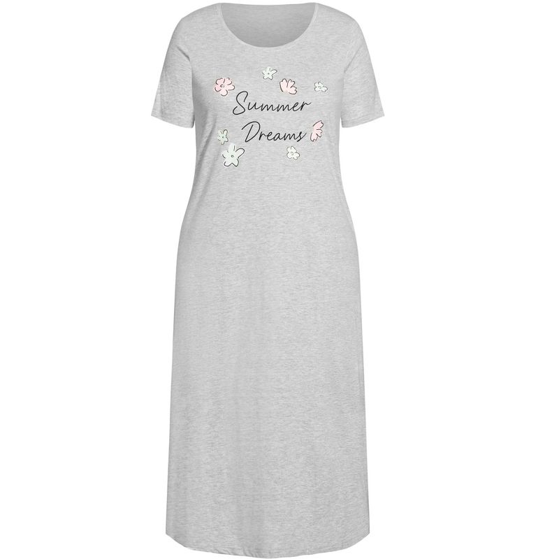 Women's Plus Size Summer Dreams Nightdress - grey | EVANS, 3 of 4