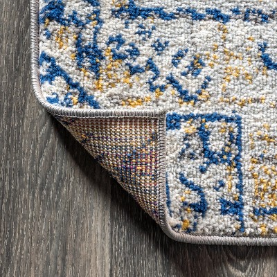 Reversible Blue-Cream 8' x 10' Synthetic Vintage Persian Rug