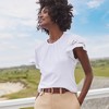 Lands' End Women's Lightweight Jersey Crew Neck Ruffle Sleeve Flowy Top - 4 of 4