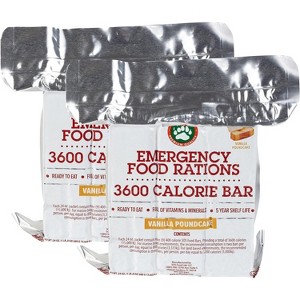 Grizzly Gear Emergency Food Rations- 3600 Calorie Vanilla Bars (2 Pack) - 6 Day Supply For Disaster, Hurricane, Flood Preparedness- 5 Year Shelf Life - 1 of 4