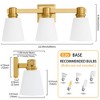 POWLIG 22-in 3-Light Gold Modern Dimmable Vanity Light with Cone Milk White Glass Shade Suitable for Bathroom Living Room - 4 of 4