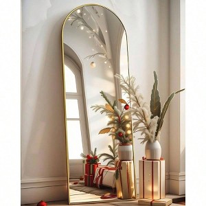 Arched Full Length Mirror 18x58 Inch Gold Floor and Wall Mounted Mirror for Bedroom Living Room Modern Decor Strong Frame - 1 of 4