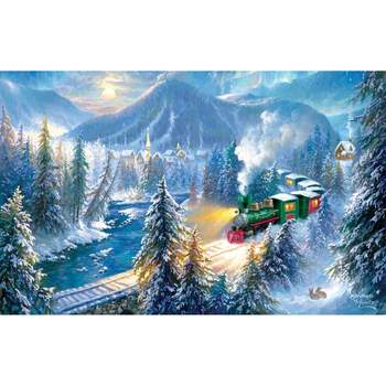 Sunsout Mountain Christmas Train 500 pc  Christmas Jigsaw Puzzle 69830