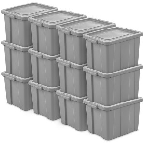 Sterilite Tuff1 18 Gallon Plastic Storage Tote Container Bin w/ Lid (12 Pack) - 1 of 4