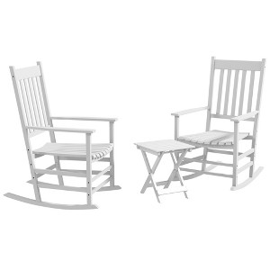 Aghana Digitals 2-Piece White Wooden Patio Rocking Chair Set with Side Table, Hardwood Poplar - 1 of 4