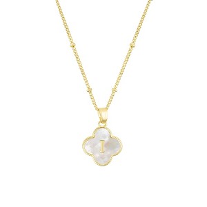 Adornia 14k Gold Plated Mother-of-Pearl Initial Clover Necklace - 1 of 1