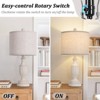 Itopfox Farmhouse Table Lamps Set of 2, White Rustic Vintage for Living Room Bedroom, Antique Bedside Desk Lamps with Linen Shade, Traditional Resin - 4 of 4