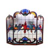 Chloe Lighting Aves Tiffany-Glass Gathering Birds Design 3pcs Folding Fireplace Screen 40" Wide - 2 of 4