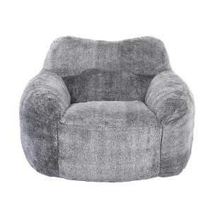 Vynxaria Storm Gray Bean Bag Seat - 47.3" Oversized Lounge Chair with Armrests - 1 of 4