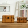 Vintiquewise Farmhouse Antique-Style Wood Treasure Chest with Leather Straps & Front Latch Decorative Storage Trunk for Trinkets, Jewelry - 3 of 4