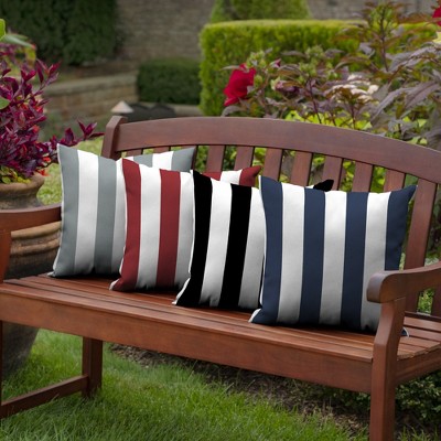 Sapphire Blue Cabana Stripe 16'' Square Outdoor Pillow